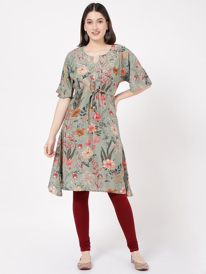 Women Floral Print Flared Kurta image number 0
