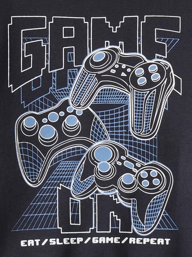 Boys Cotton Blend Relaxed Fit Crew Neck Graphic Sweatshirt