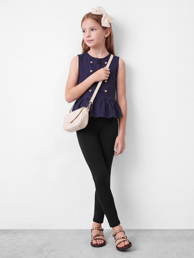R&B Girls Solid Black Ankle Length Leggings