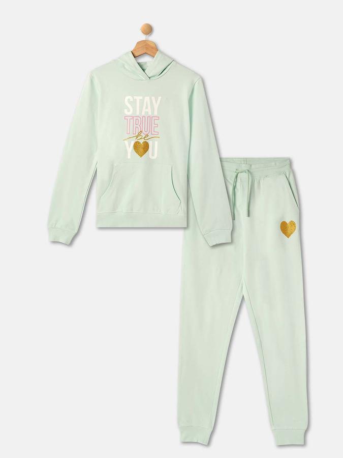 Girls Cotton Graphic Hoodie and Joggers Set
