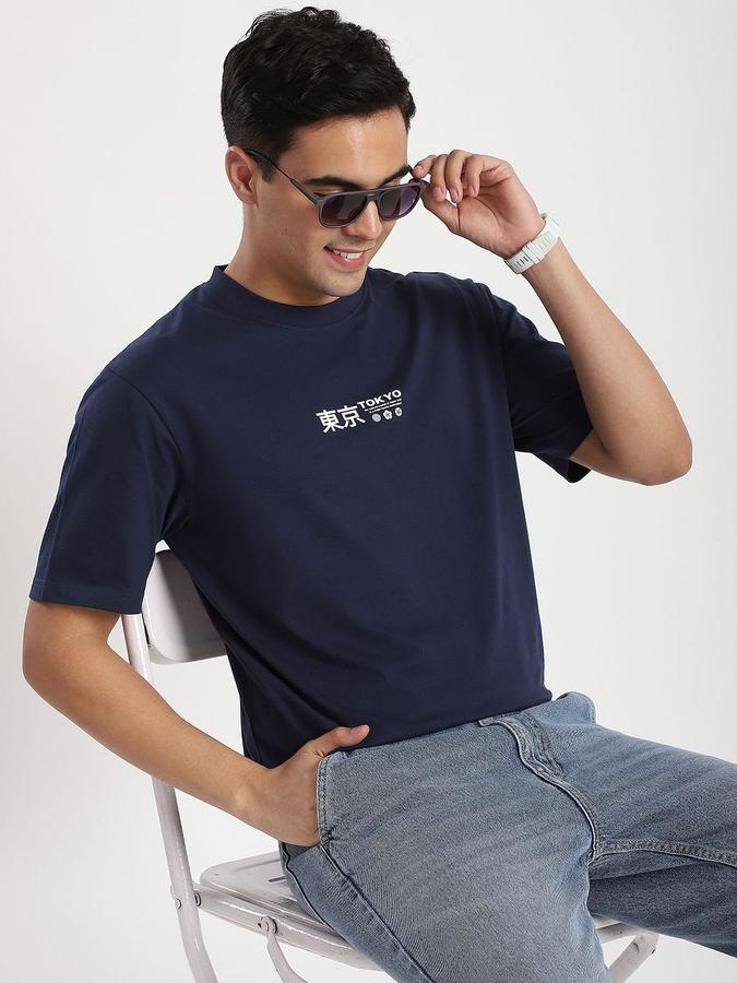 Men Cotton Relaxed Fit Crew Neck Graphic T-shirt