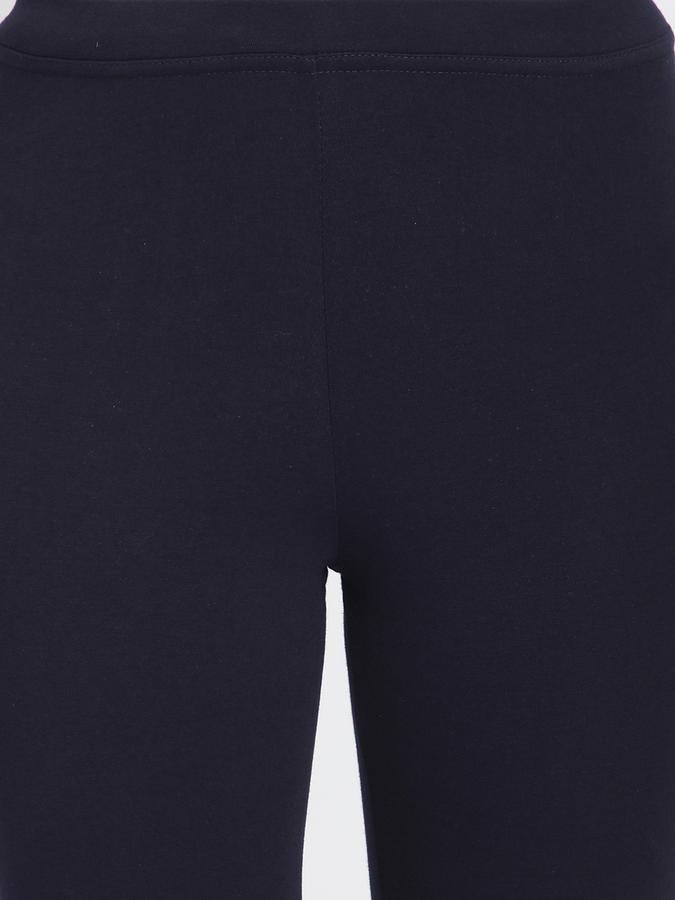 Women Cotton Lycra Elasticated Waist Full Length Solid Leggings