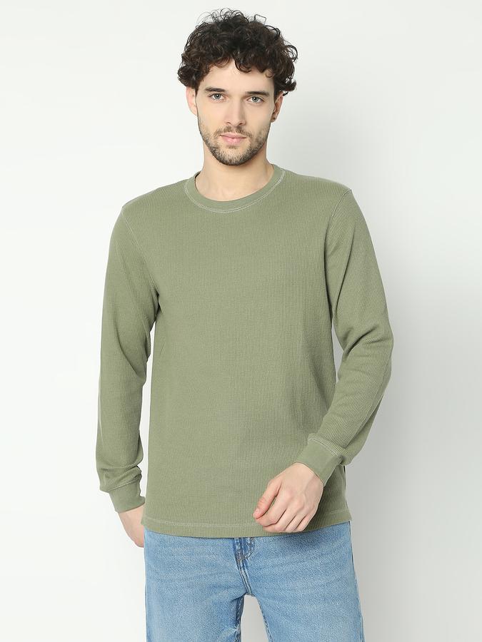 Men Cotton Blend Regular Fit Crew Neck Solid T-shirt