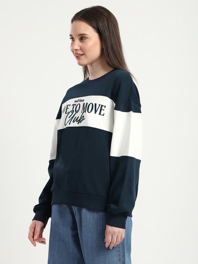 R&B Women Navy Color Block Color-Block Sweatshirt