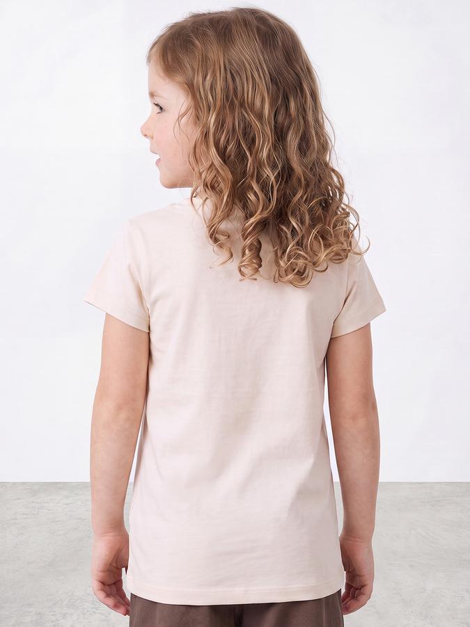 R&B Girls Cream Typography Printed Round Neck Short Sleeve T-Shirt