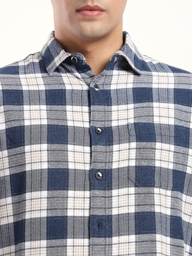 Men Cotton Regular Fit Button-Down Collar Checked Shirt