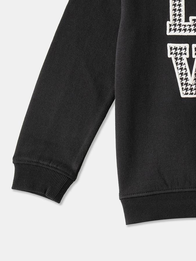 Girls Cotton Blend Regular Fit Crew Neck Graphic Sweatshirt