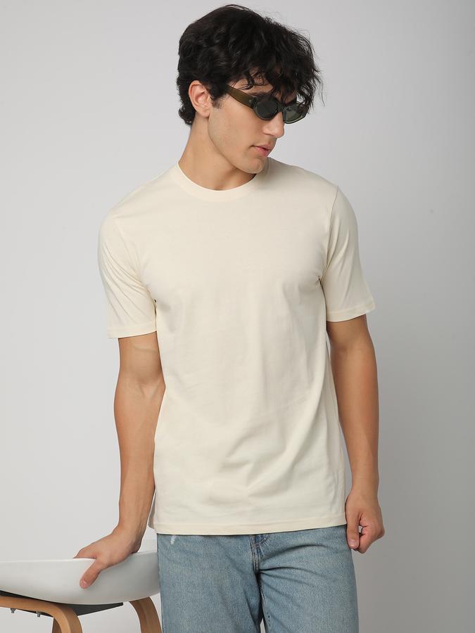 Men Cotton Regular Fit Crew Neck Solid T-shirt