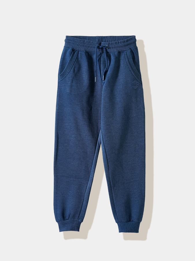 Boys Cotton Tapered Fit Drawstring Waist Cuffed Hem Joggers