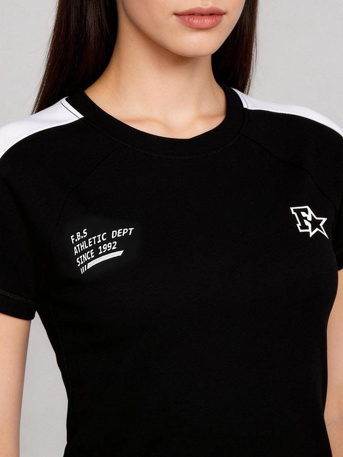 R&B Black Solid Women Fitted Top 