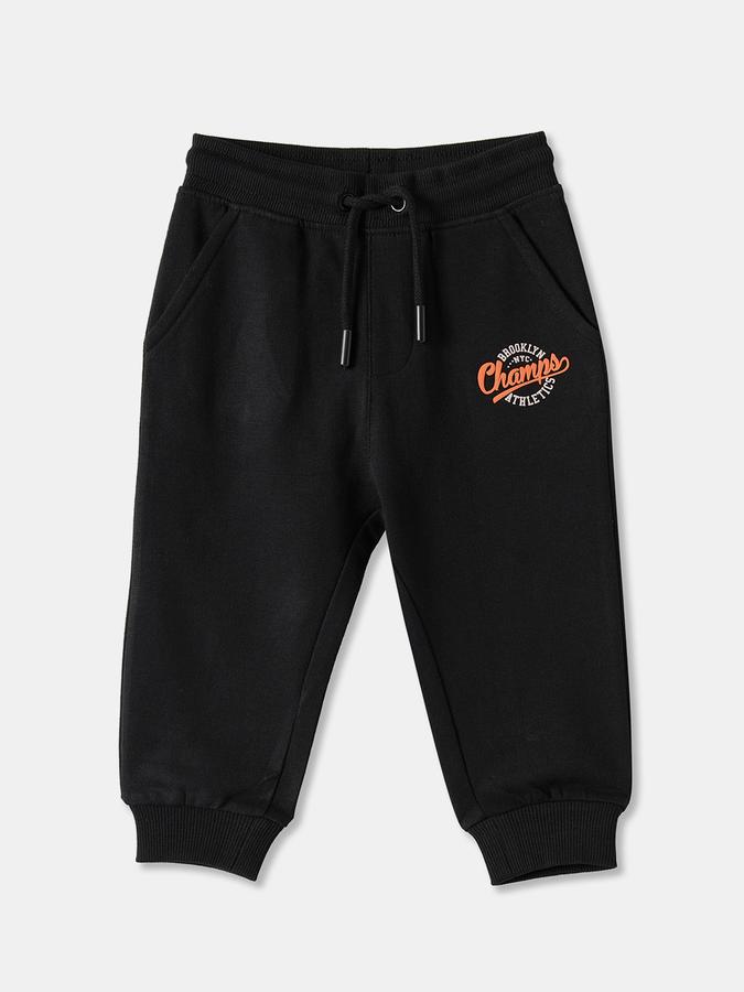 R&B Boys' Black Printed Trousers