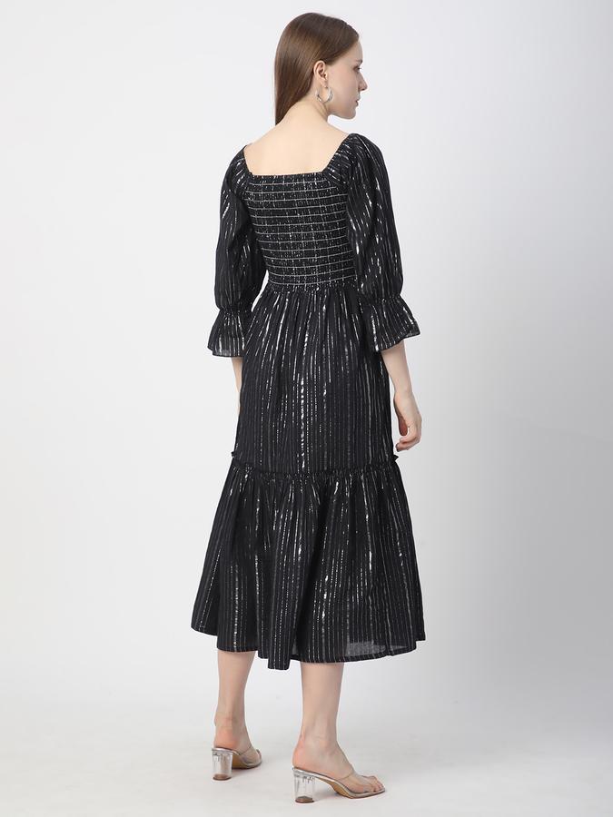 Women Cotton Striped Fit And Flare Ethnic Dress