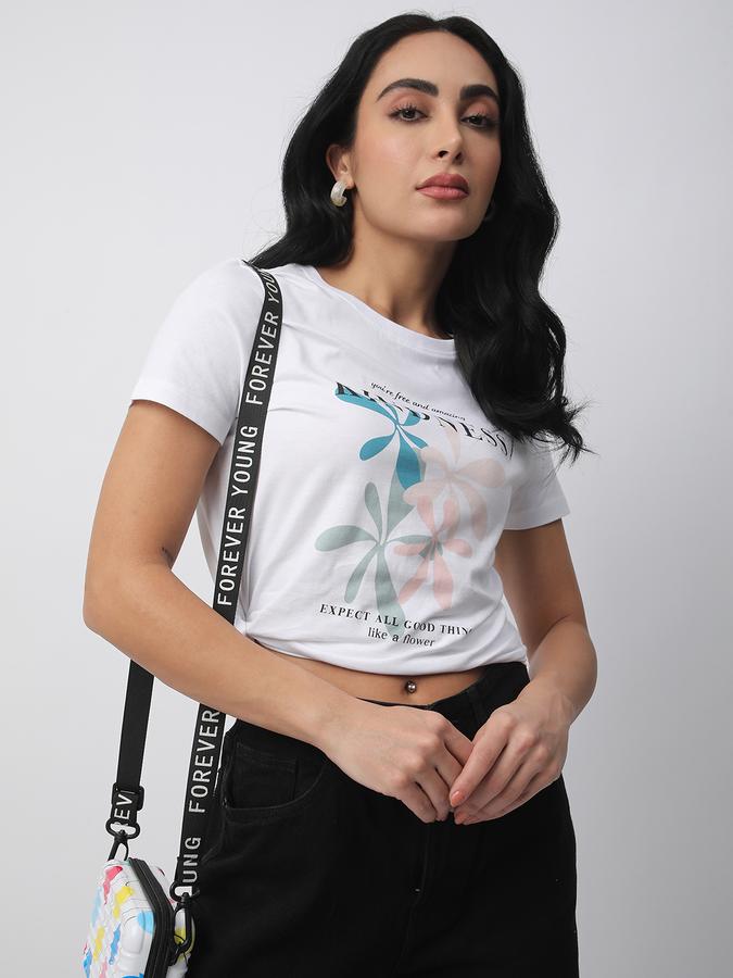 Women Cotton Regular Fit Crew Neck Graphic T-shirt