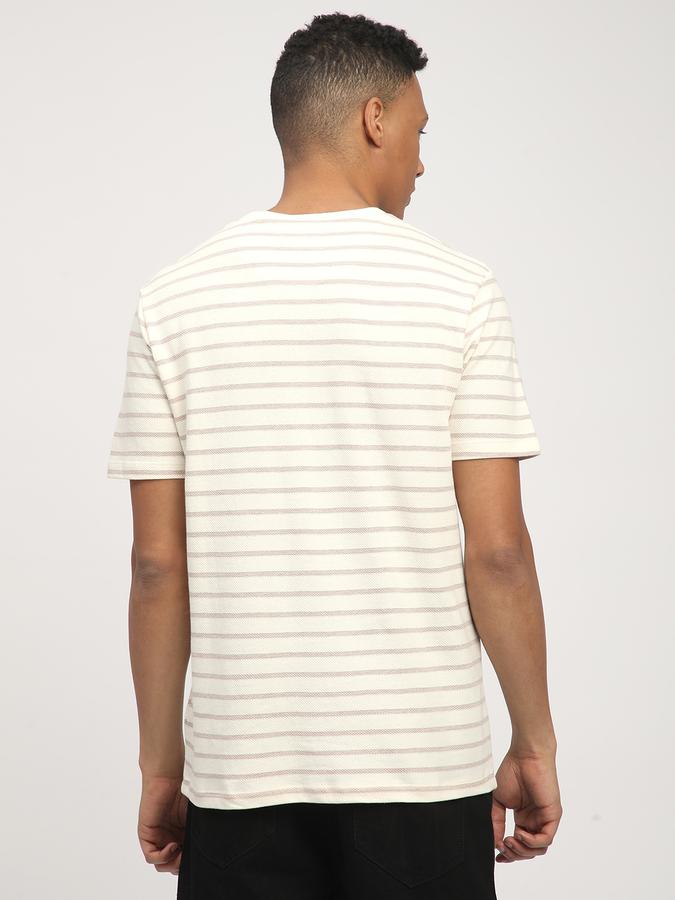 Men Polycotton Regular Fit Crew Neck Striped T-shirt