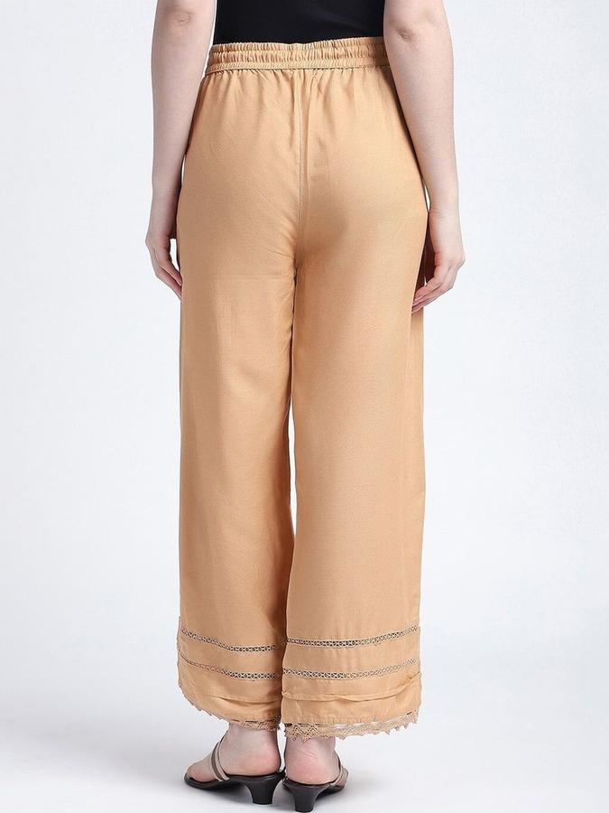 R&B Women Sand Solid Relaxed Fit Pants