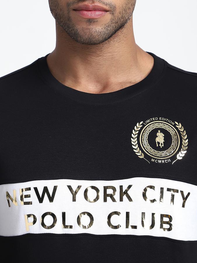 R&B Men's Black Printed T-Shirt