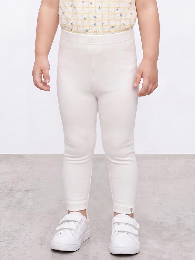 R&B Girls Ivory Solid Elasticated Waist Leggings