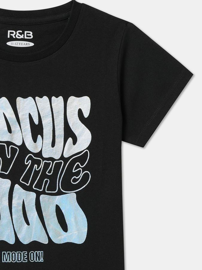 Girls Cotton Regular Fit Crew Neck Graphic T-shirt