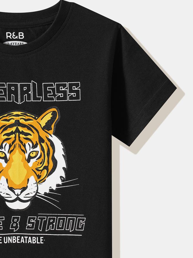 Boys Cotton Regular Fit Crew Neck Graphic T-shirt