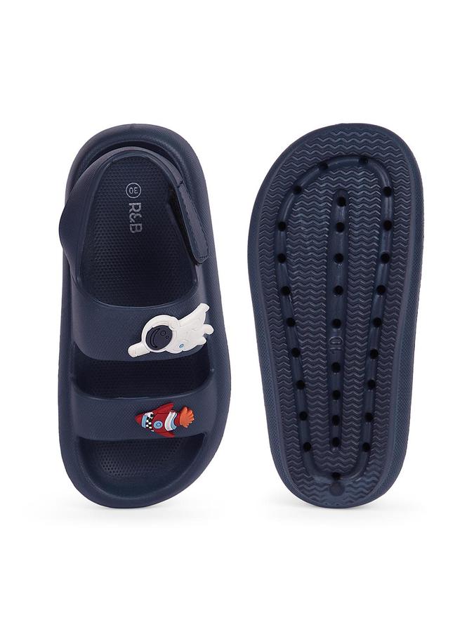 R&B Boys Navy Applique Work Sandal With Velcro Closure