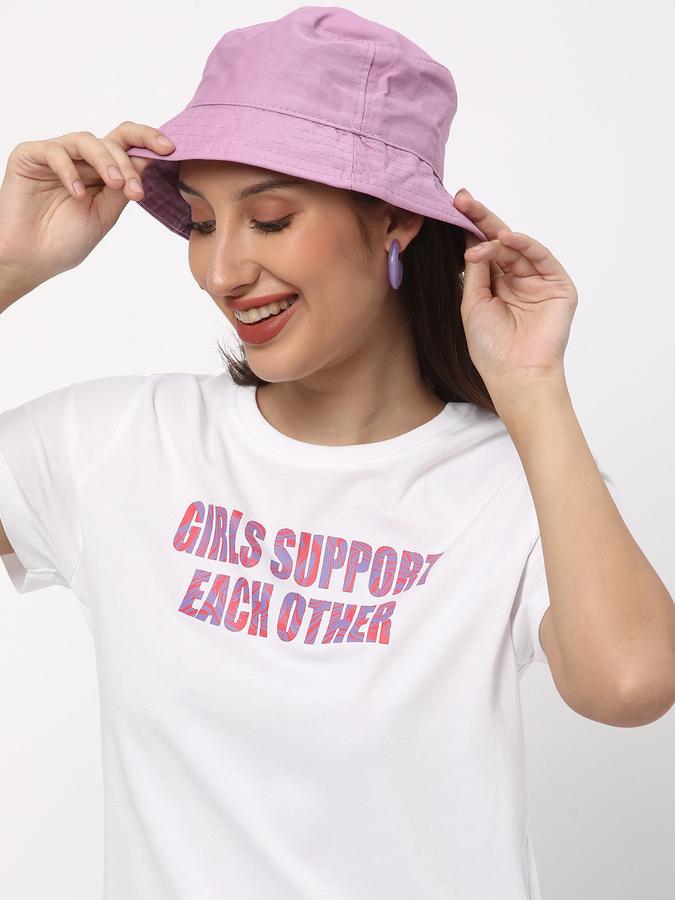 Women Typographic Print Round-Neck T-Shirt image number 0