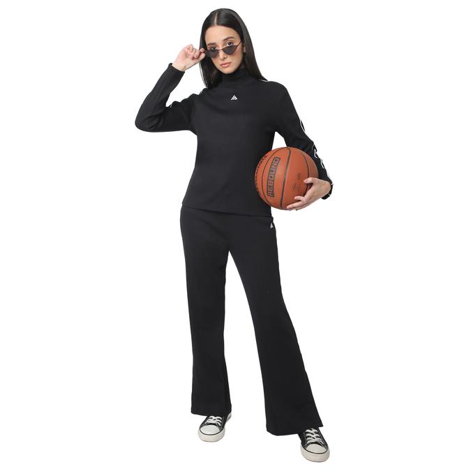 R&B Women Black Solid Flared Trousers