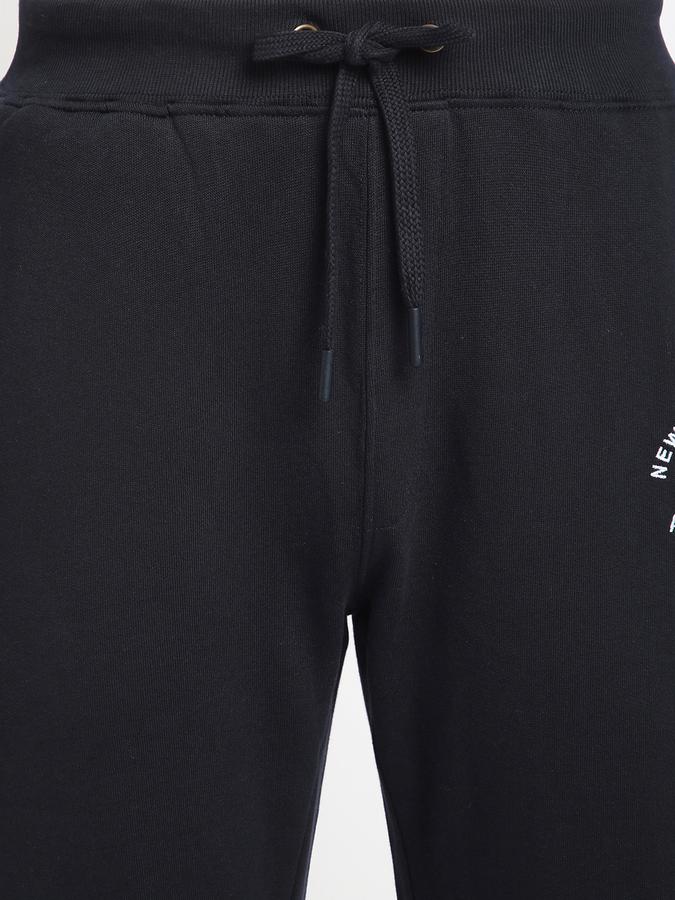 Men Cotton Regular Fit Drawstring Waist Open Hem Trackpants