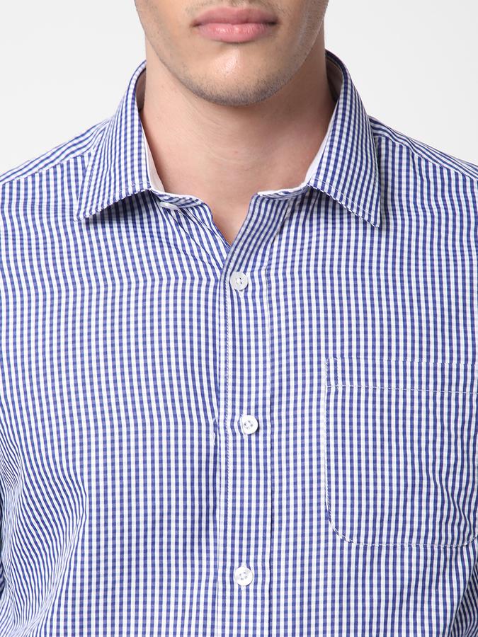 R&B Blue Men Formal Shirts image number 3