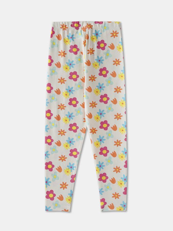 Girls Floral Full Length Mid Rise Legging