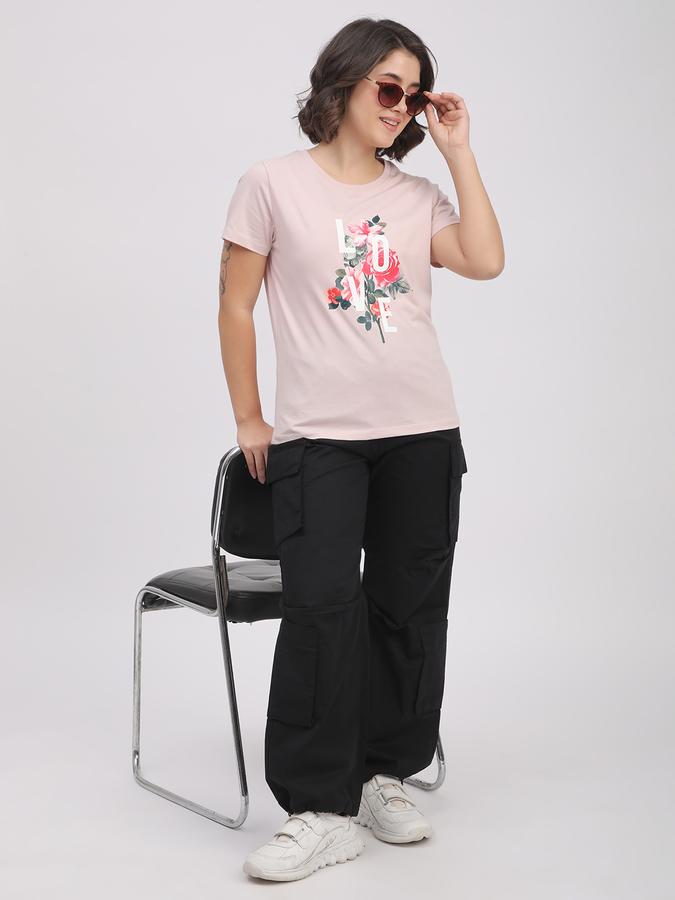 Women Cotton Wide Leg High Rise Solid Trousers
