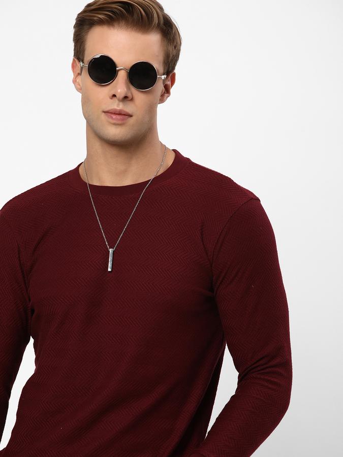 R&B Men's Full Sleeve Solid Structured T-Shirt