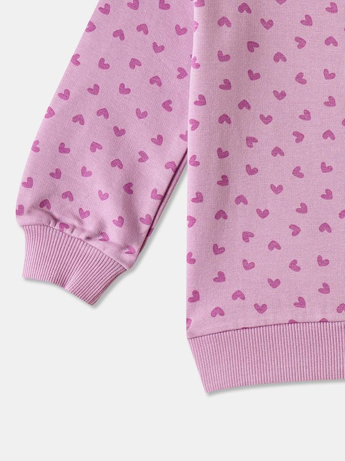 Girls Fleece Regular Fit Crew Neck Printed Sweatshirt