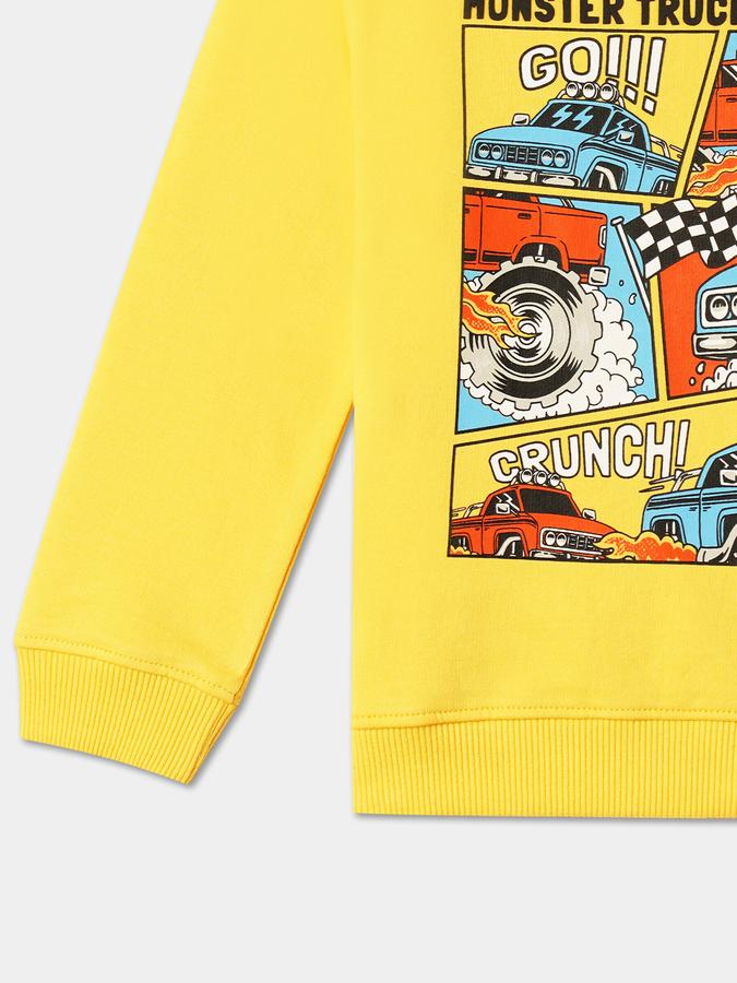 Boys Cotton Regular Fit Crew Neck Graphic Sweatshirt