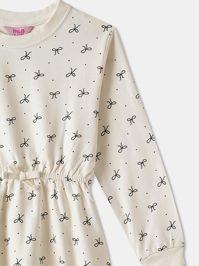 R&B Girls' Beige Printed Dress