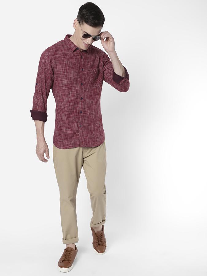 R&B Maroon Men Casual Shirts image number 1