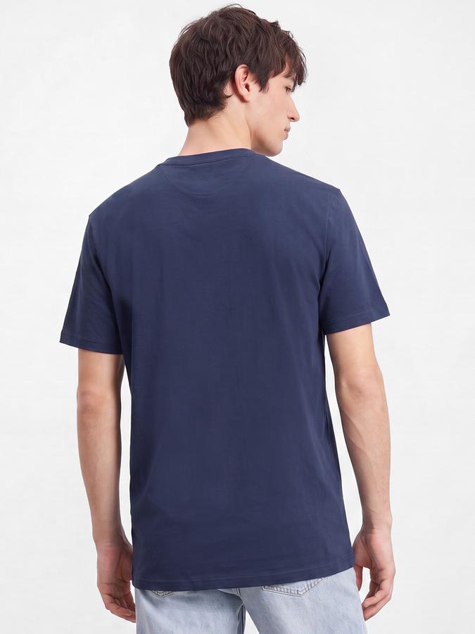 R&B Men Light Blue Graphic Print Short Sleeves Pure Cotton Tshirt