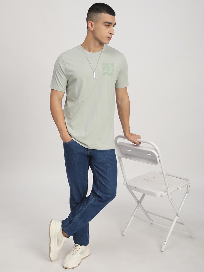 Men Cotton Regular Fit Crew Neck Typographic T-shirt