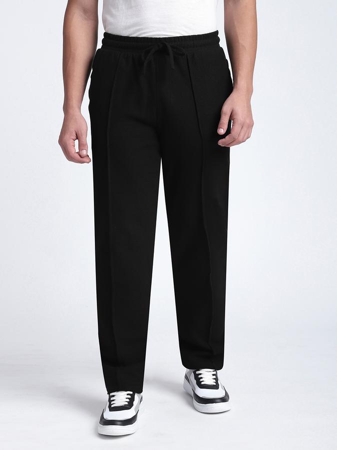 Men Cotton Regular Fit Drawstring Pintuck Joggers Pants