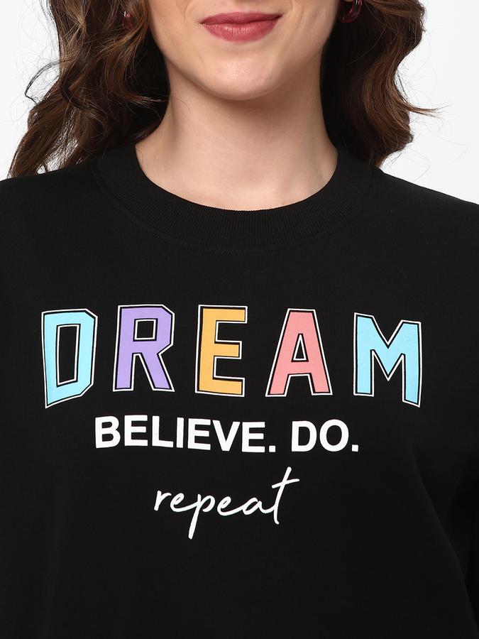 Women Cotton Regular Fit Round Neck Graphic Sweatshirt