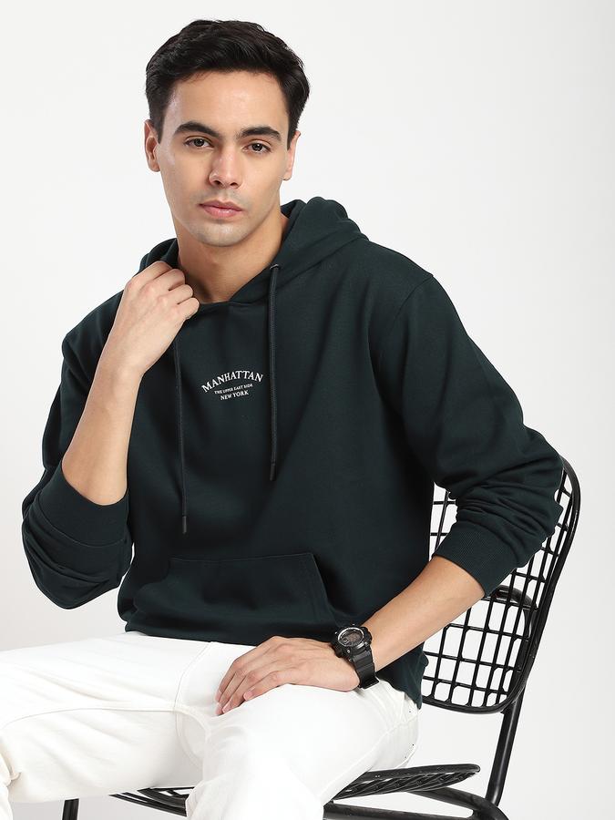 Men Fleece Regular Fit Hooded Graphic Sweatshirt