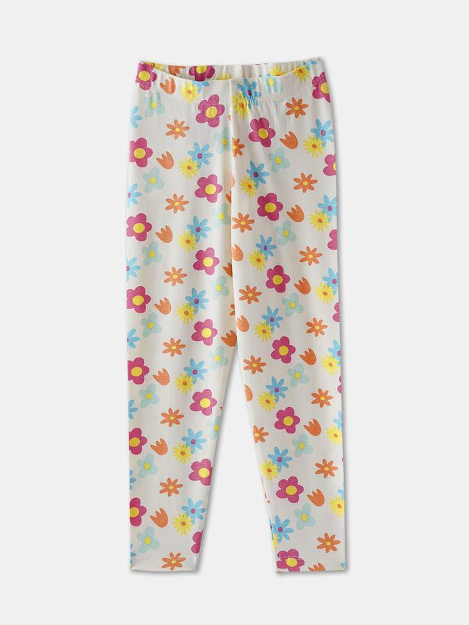 Girls Floral Full Length Mid Rise Legging