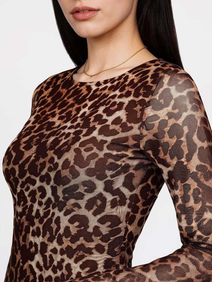 R&B Brown Printed Women Fitted Dress