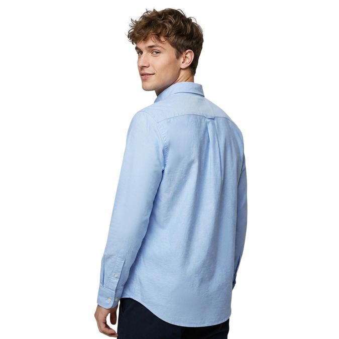 R&B Blue Solid Mens Button-Down Collar Long Sleeves Shirt 