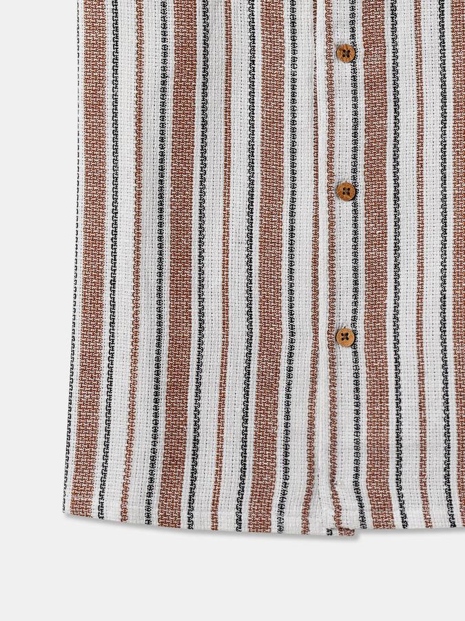 Boys Cotton Regular Fit Long Sleeve Striped Shirt