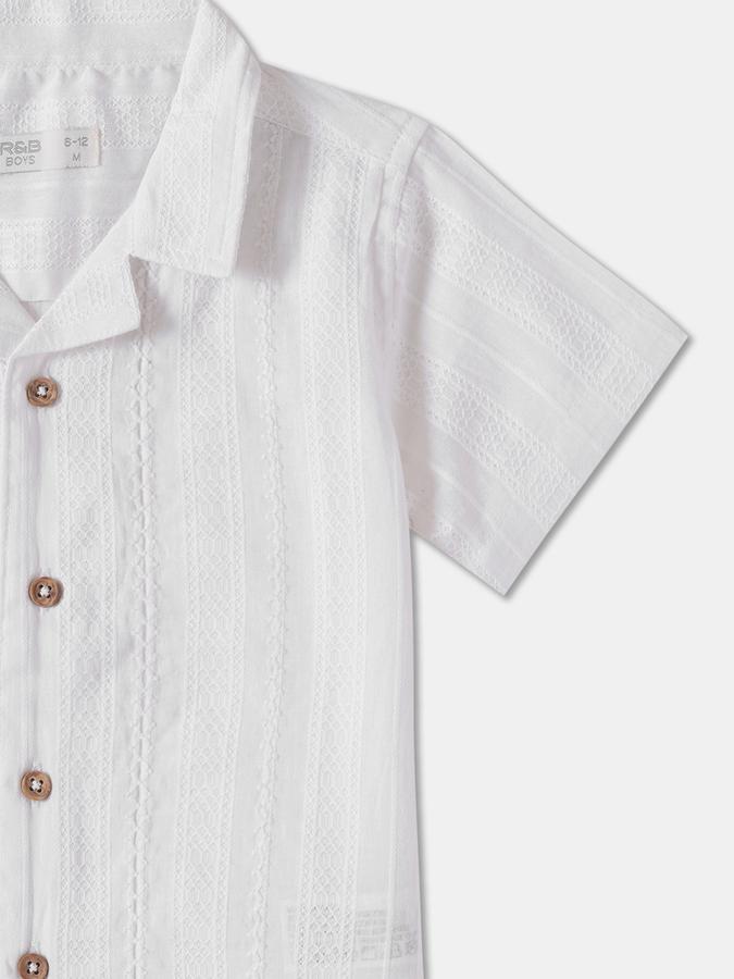Boys Regular Fit Short Sleeve Camp Collar Shirt