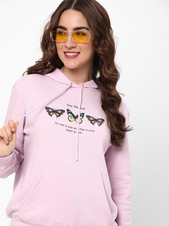 Women Cotton Regular Fit Hooded Graphic Sweatshirt