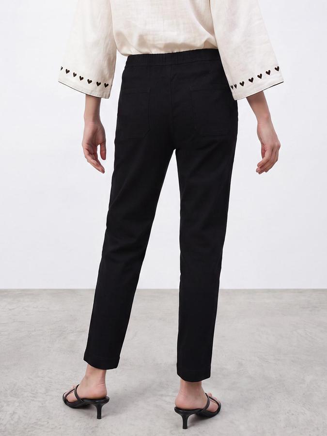 R&B Women Black Tapered Fit Jogger Waist Jeans