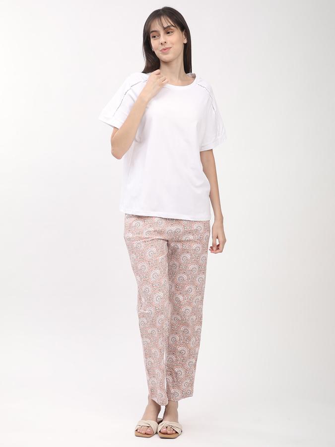 Women Cotton Straight Fit Elastic Waist Printed Pajama Pants
