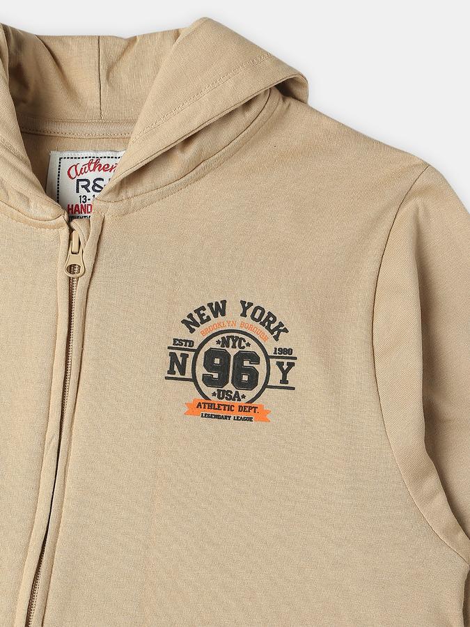 Boys Cotton Hooded Zip Up Graphic Jacket