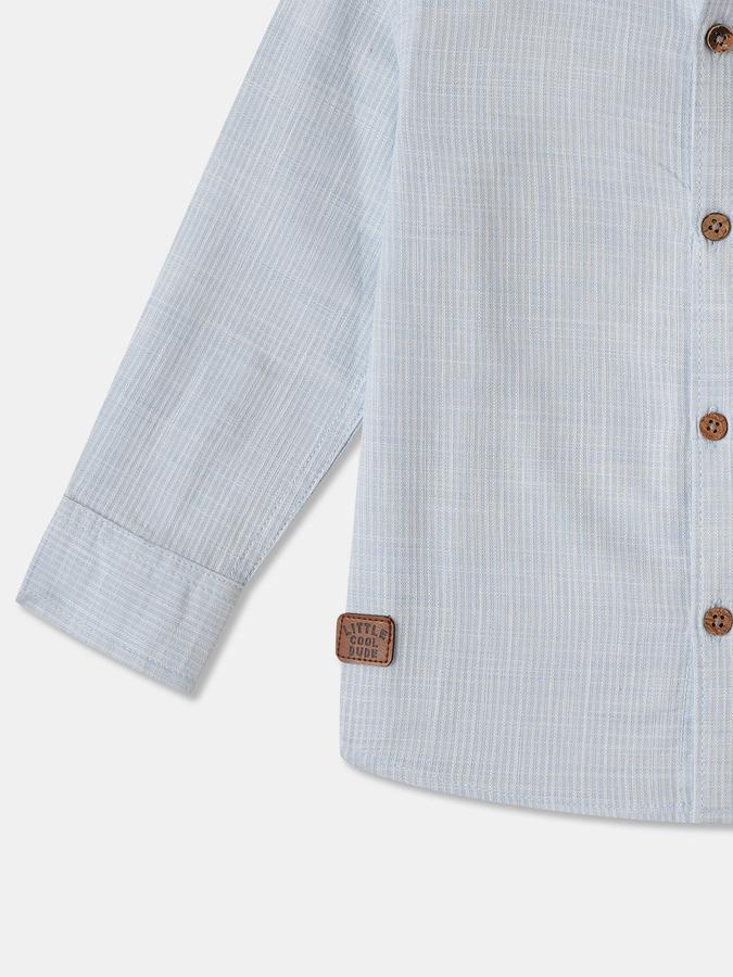 Boys Regular Fit Full Sleeve Mandarin Collar Shirt